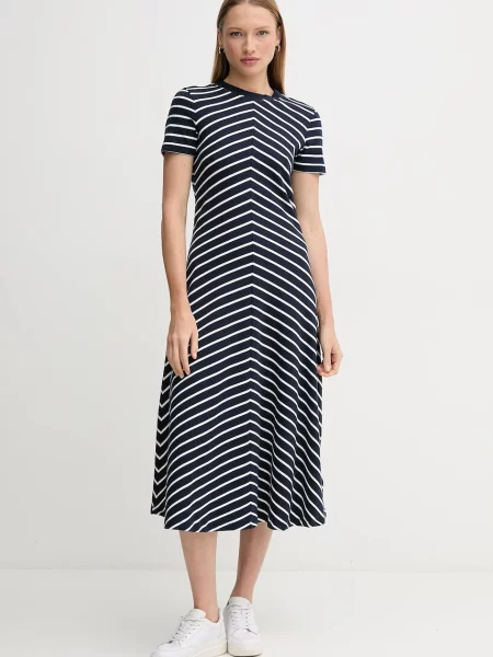 Tommy Hilfiger sukienka midi rozkloszowana granatowy