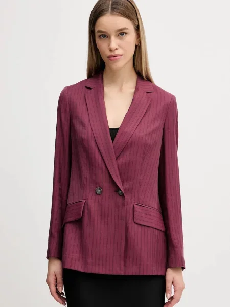 Sisley sacou cu două rânduri de cu imprimeu bordo