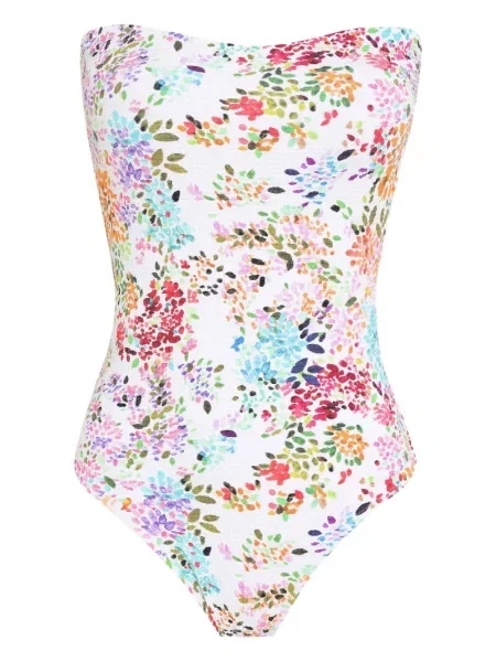 Costum de baie Brigitte cu model floral cu imagine alb