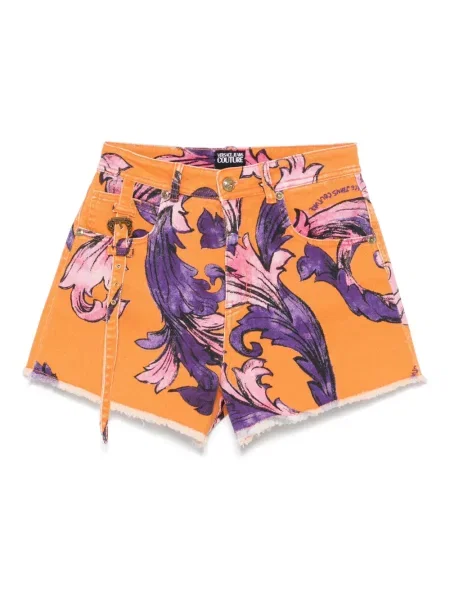 Pantaloni scurți din denim Versace Jeans Couture portocaliu