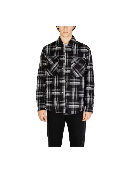 Koszula Gianni Lupo w kratkę z długim rękawem czarna