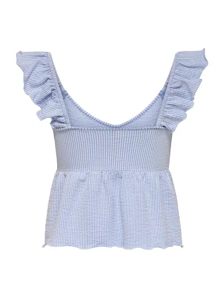 ONLY Top ONLMISTY albastru deschis alb