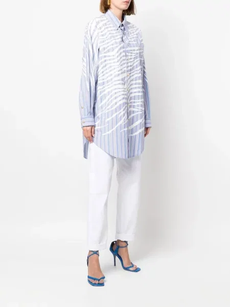 Koszula Just Cavalli z nadrukiem w tygrysie prążki niebieska