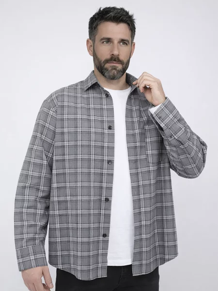 Сорочка повсякденна YUKI бавовна/вовна сірий