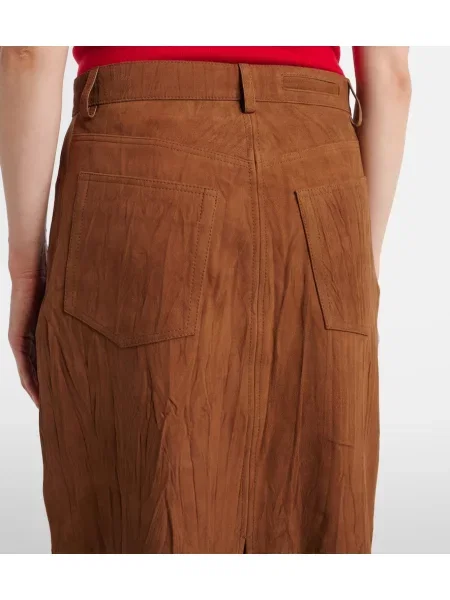 Fustă midi Proenza Schouler din piele de căprioară alb