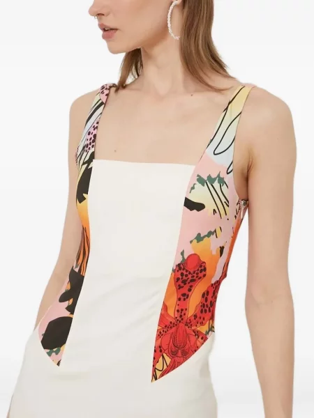 Rochie Desigual cu model floral cu imagine de costum alb