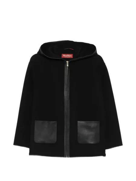 Palton Max Mara de lână cu glugă negru