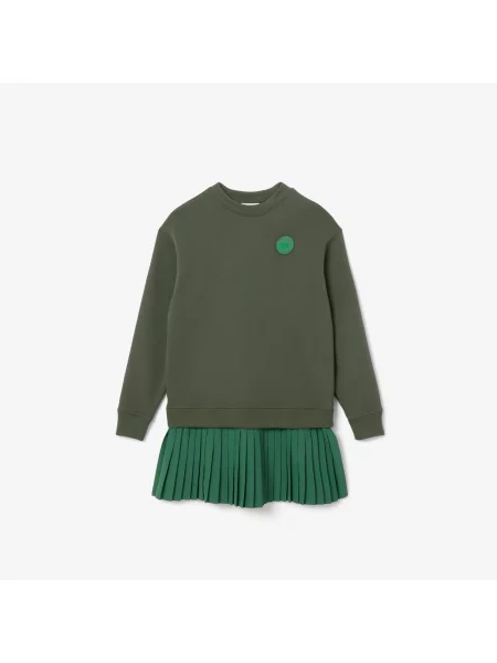 Lacoste Plisowana Sukienka Dresowa zielona