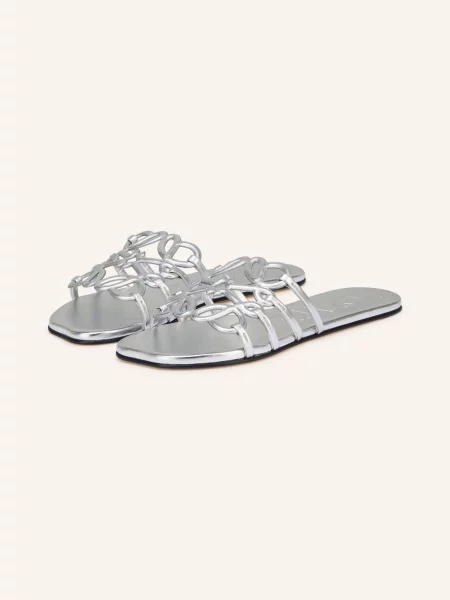 Loewe Klapki Petal Anagram silber srebrne
