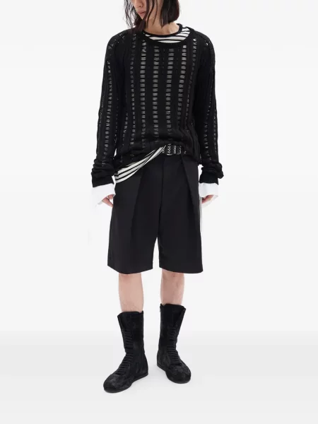 Pantaloni scurți Ann Demeulemeester plisate negru