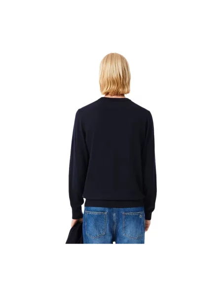 Sweter Lacoste wełniany z kapturem niebieski