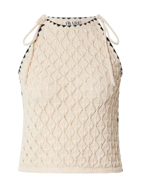 Aware Top brodat AWEvelyn ecru negru