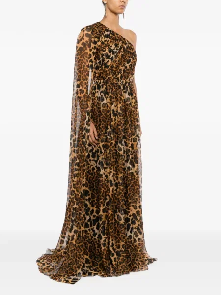 Rochie Pamella Roland cu imagine cu model leopard maro