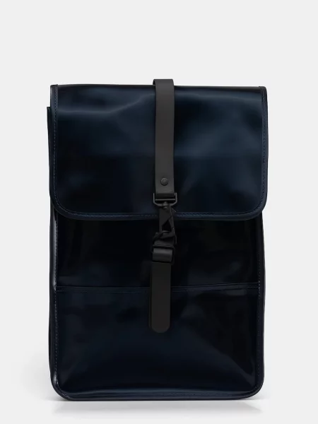 Раница Rains Backpack Mini тъмносиньо голям с изчистен дизайн синьо