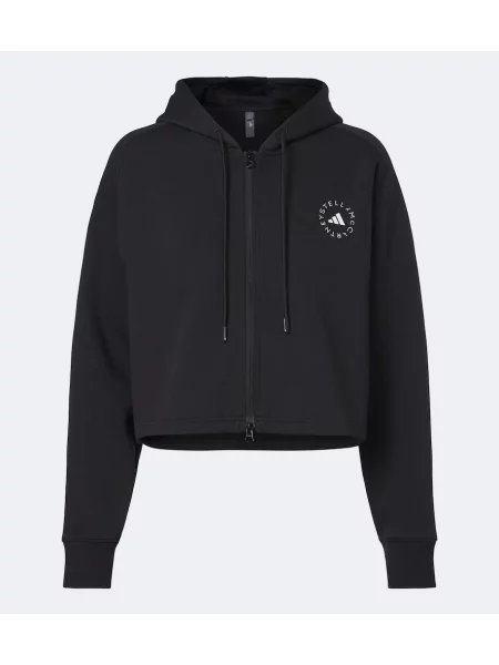 Decupat hanorac cu glugă Adidas By Stella Mccartney cu autograf negru