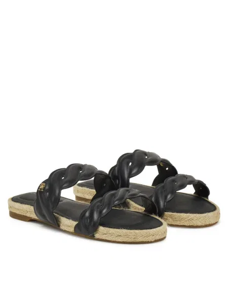 Кожени чехли Tommy Hilfiger LEATHER ROPE ESPADRILLE MULE черно