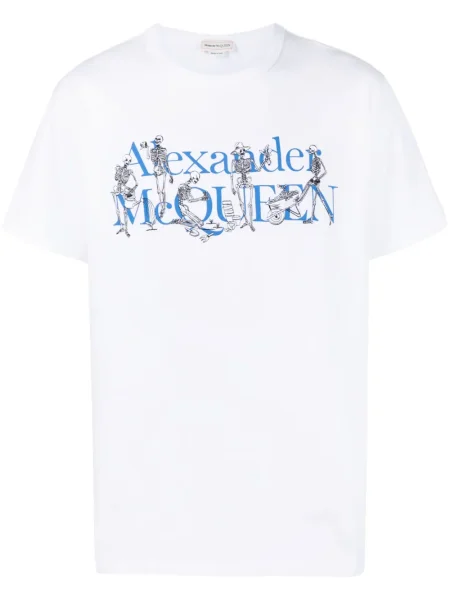 Krátké tričko Alexander Mcqueen s potiskem bílé