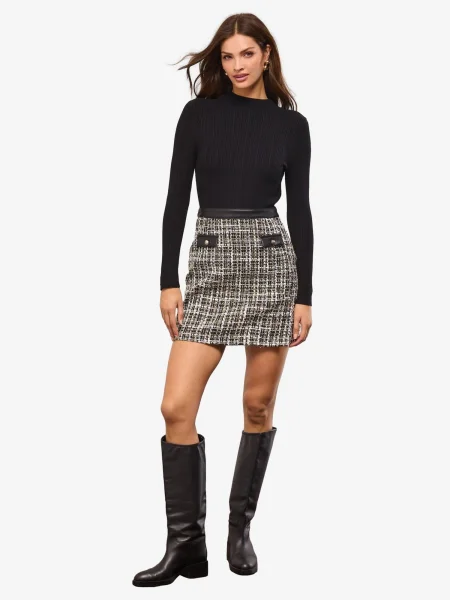 Lipsy Rochie tricotat auriu / negru alb