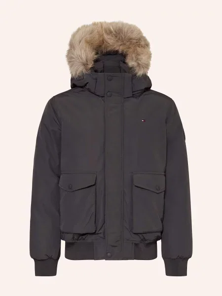 Tommy Hilfiger Bunda S Odnímatelnou Kapucí černá šedá