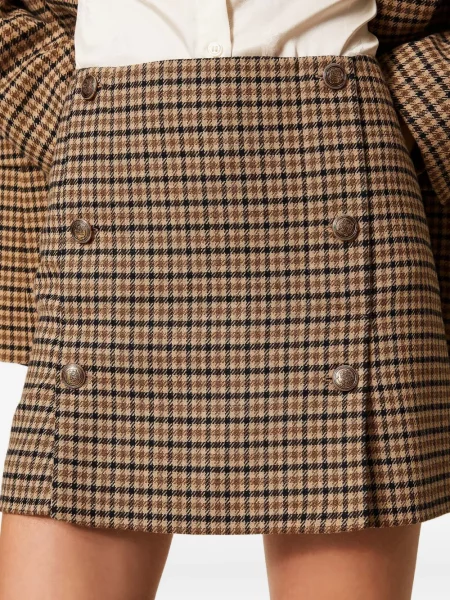 Fusta mini Twinset în carouri maro