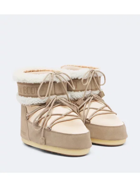 Botine Moon Boot din satin bej