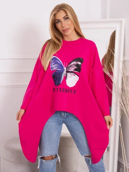 Bluza Kesi s potiskom fuksija