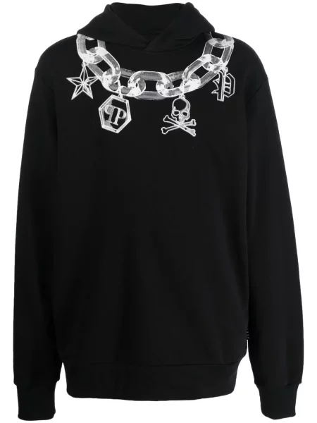 Hanorac cu glugă Philipp Plein cu imagine negru