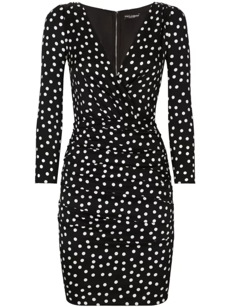 Rochie Dolce & Gabbana cu buline cu imagine drapată negru