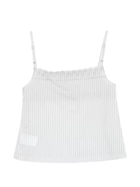 Top din dantelă Low Classic cu dungi din dantelă clasic alb