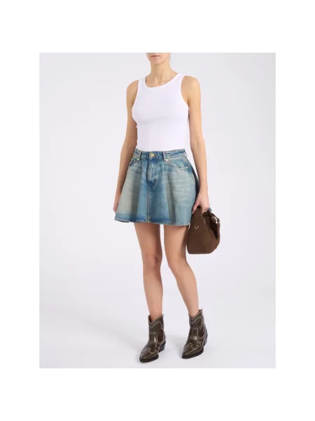 Ganni Spódnice Kobieta XS Denim Tint Rigid Denim Skirt niebieski