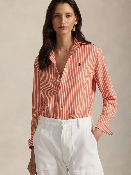 Polo Ralph Lauren koszula z dodatkiem lnu pomarańczowa