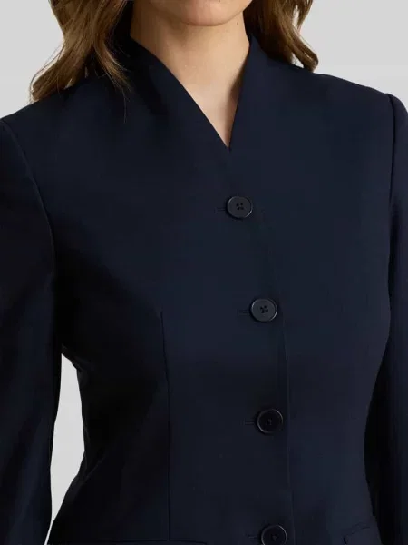 Taliowany krótki żakiet z wełny ze stójką Lauren Ralph Lauren granatowa