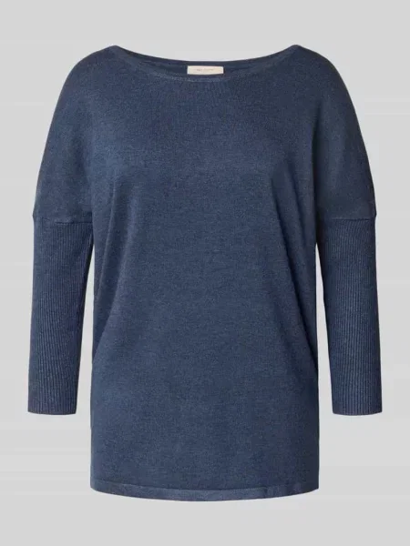 Sweter z dzianiny z mieszanki z rękawem o dł. model ‘JONE’ Free/quent niebieski