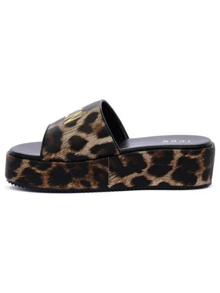 Pantofi Icon cu model leopard bej