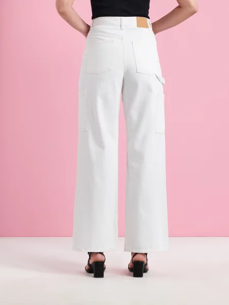 Широкие джинсы Sinsay белые