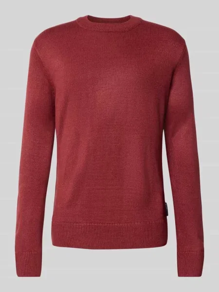 Sweter o kroju regular fit z prążkowanej dzianiny Tom Tailor Denim czerwony