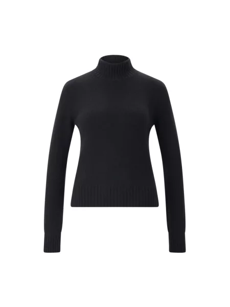 Lniany sweter z golfem Ami Paris czarny
