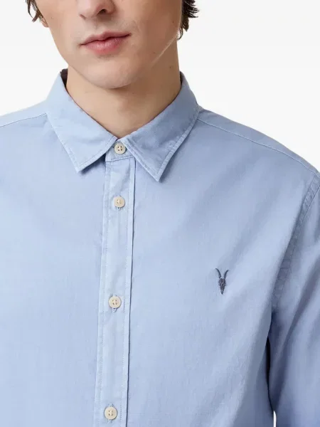 Cămașă Allsaints cu broderie albastru