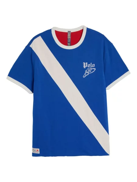 Haftowane сhinosy Polo Ralph Lauren z twillu do biegania niebieskie