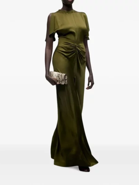 Rochie maxi Victoria Beckham evazată verde