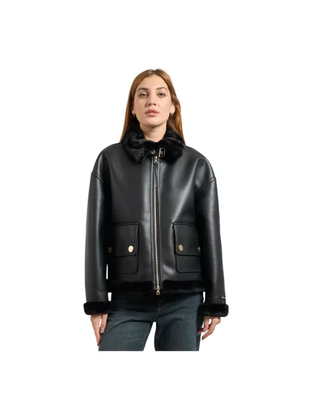 Armani Exchange Kurtki Kobieta XL Kurtka ze Sztuczną Skórą i Futrem czarny