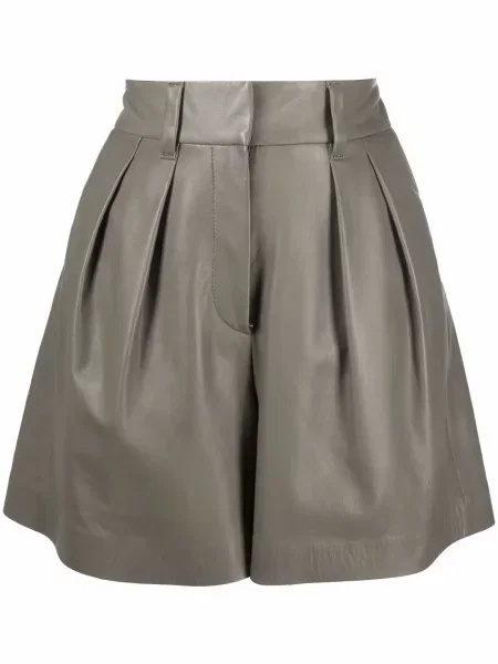 Pantaloni scurți Brunello Cucinelli din piele verde