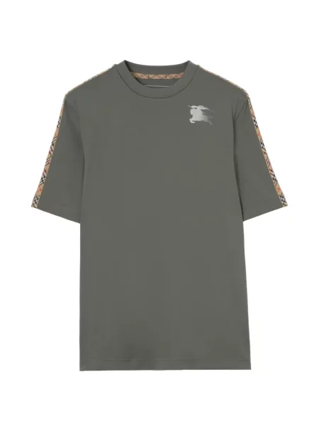 Tricou Burberry în carouri din jerseu gri