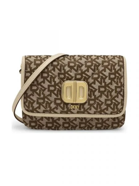 DKNY Geantă poștaș cu adaos de piele maro