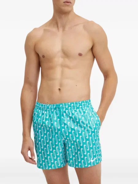 Slip de baie Nike cu cordon cu imagine tricotate albastru