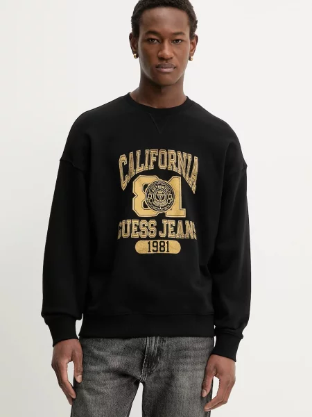 Bombažen pulover Guess Jeans črna