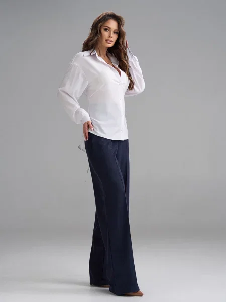 Сорочка повсякденна ISSA Plus комбінований верх білий