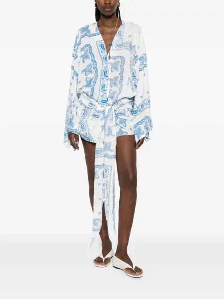 Rochie The Attico cu model paisley asimetrică alb
