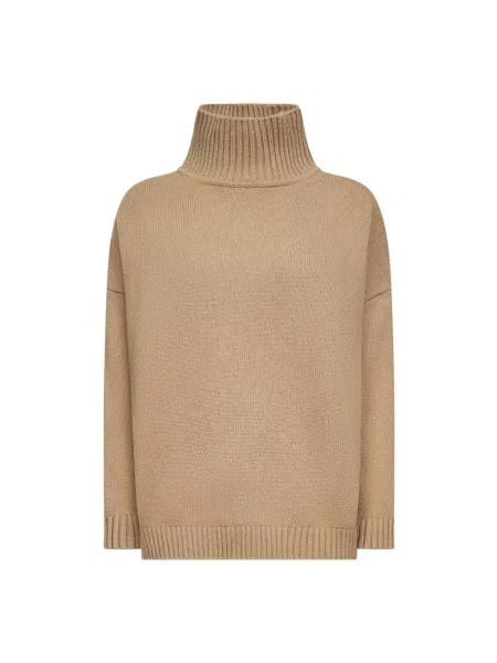 Sweter z golfem Max Mara wełniany brązowy