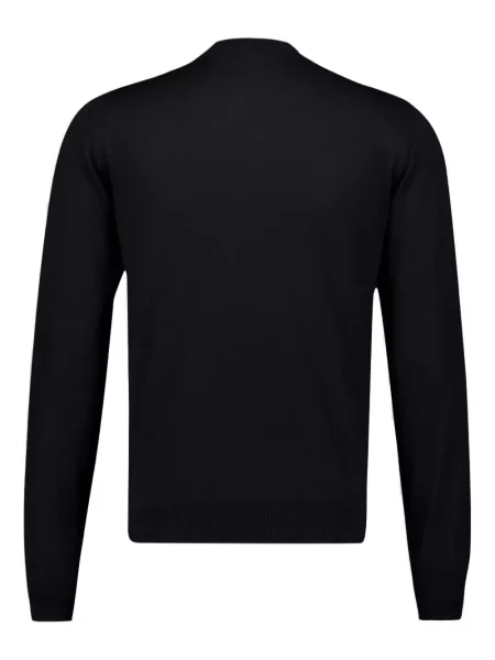 Pulover Piacenza Cashmere de lână cu decolteu rotund negru